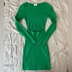 Aritzia Wilfred Free Cut-Out Long Sleeve Knit Mini Dress - XS